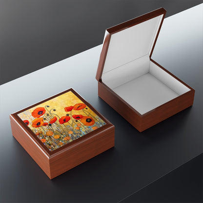 Elevate Your Sip: Jewelry Box Adorned with Gustav Klimt's Poppies