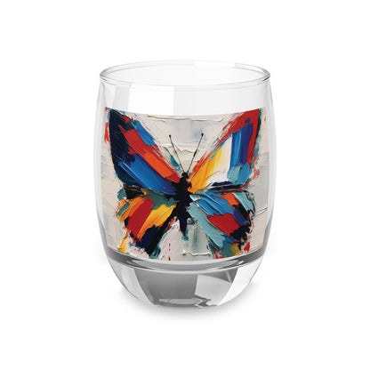 Abstract Whiskey Glass for Art Lovers: Butterfly-Inspired Delight