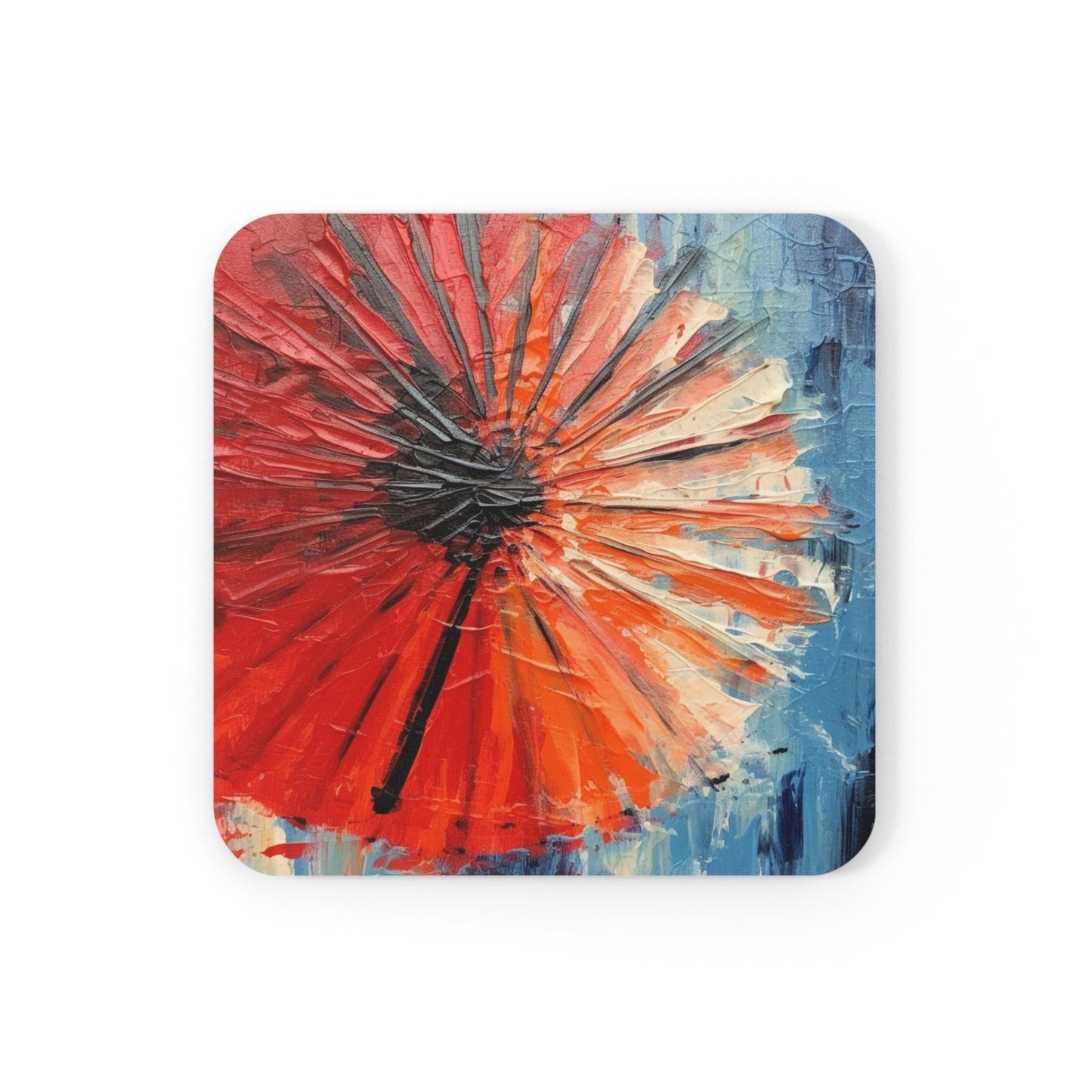 Umbrella Painting Corkwood Coaster Set: Channel Your Inner Artist with Abstract Oil Paint