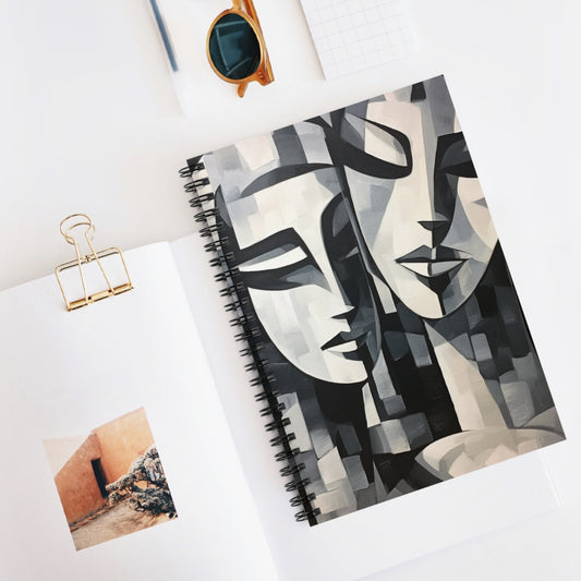 Abstract Oil Paint Spiral Notebook: Cubist Artistry in a Portable Masterpiece