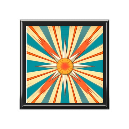 Midcentury Modern Chic: Starburst Candy Colored Jewelry Box with Abstract Art Influences