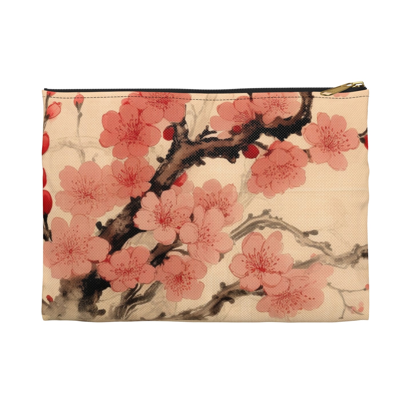 Floral Fusion: Accessory Pouch Merging Cherry Blossom Beauty and Artistic Flower Drawings