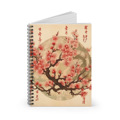 Whimsical Blossom Dreams: Spiral Notebook with Delightful Flower Drawings and Cherry Blossoms