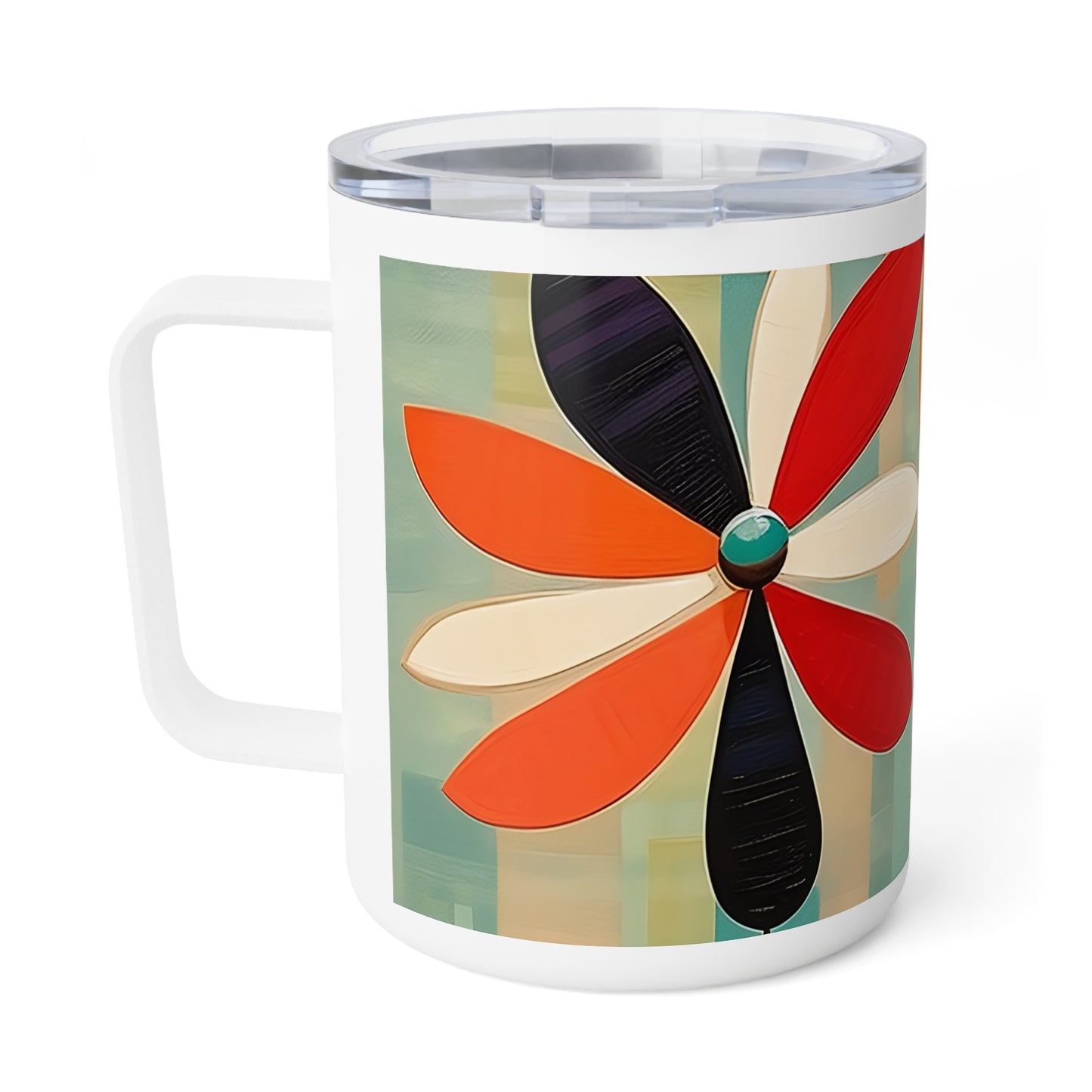 Floral Delight: Minimalist Home Decor with Flower Drawings on Insulated Coffee Mug