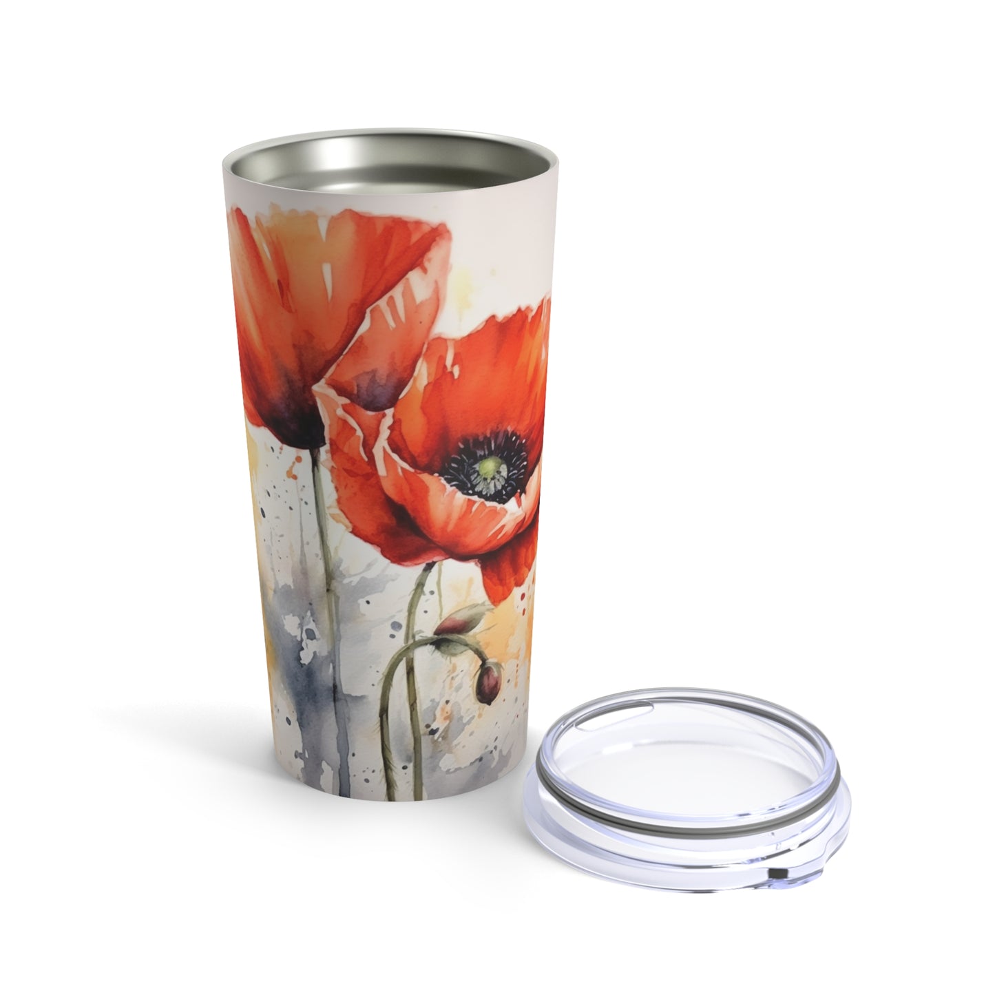 Whimsical Poppy Flower Watercolor Tumbler: An Artistic Delight for Your Sips