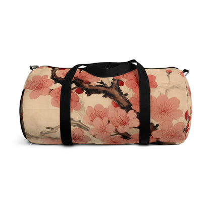 Floral Fusion: Duffel Bag Merging Cherry Blossom Beauty and Artistic Flower Drawings