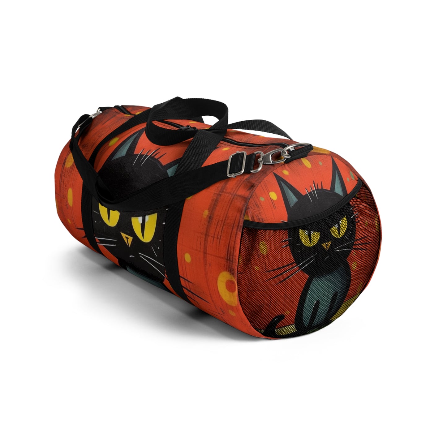 Fashionably Retro Feline: Midcentury Modern Duffel bag with a Vintage Cat-Inspired Flair