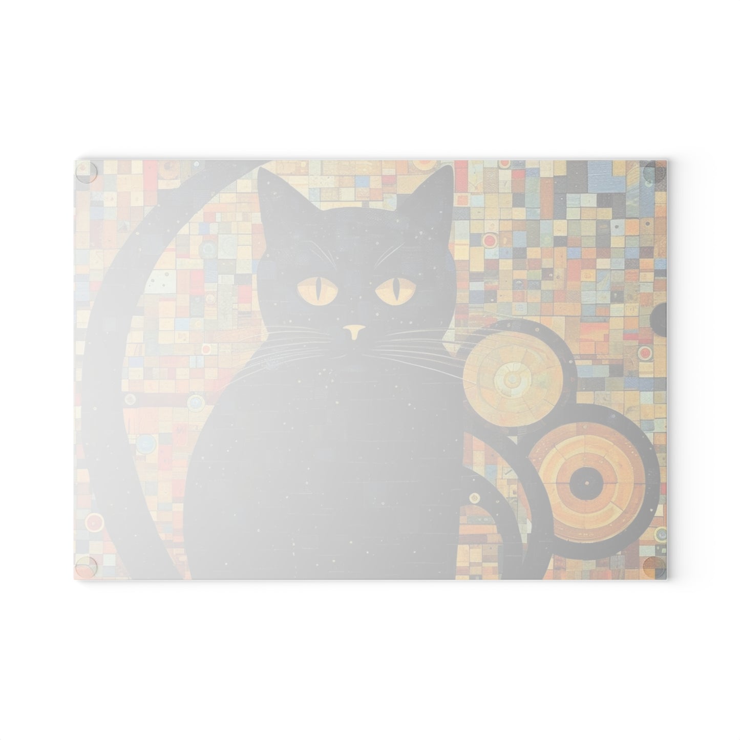 Gustav Klimt Cat Glass Cutting Board: Embrace Feline Beauty and Artistic Splendor