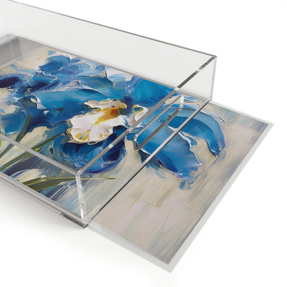 Embrace Artistic Expression with Blue Orchid Abstract Painting Acrylic Serving Tray