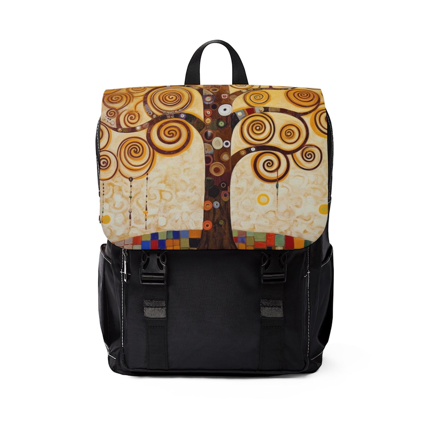 Captivating Artistry: The Tree of Life Unisex Casual Shoulder Backpack, Inspired by Gustav Klimt's Timeless Masterpiece