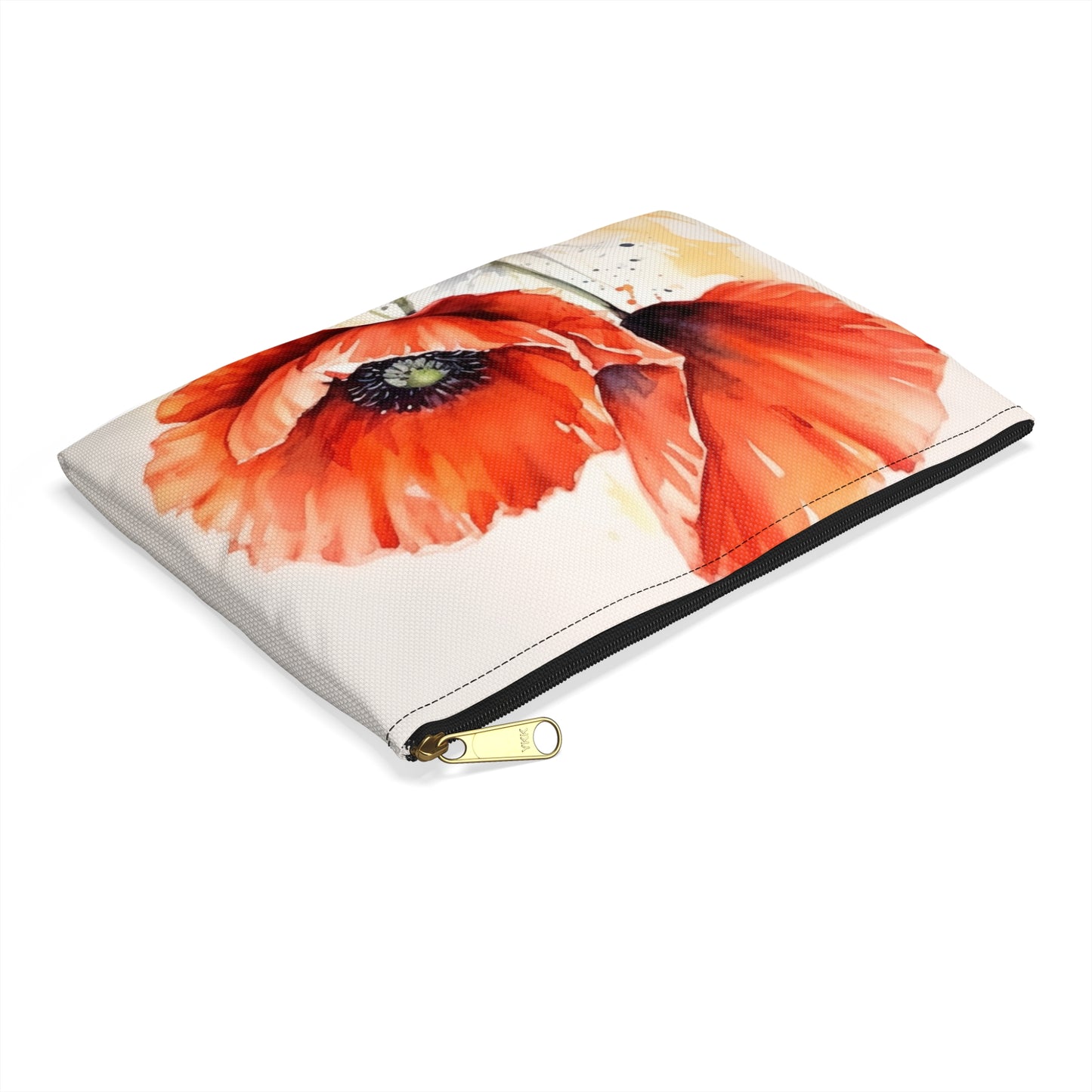 Whimsical Poppy Flower Watercolor Accessory Pouch: An Artistic Delight