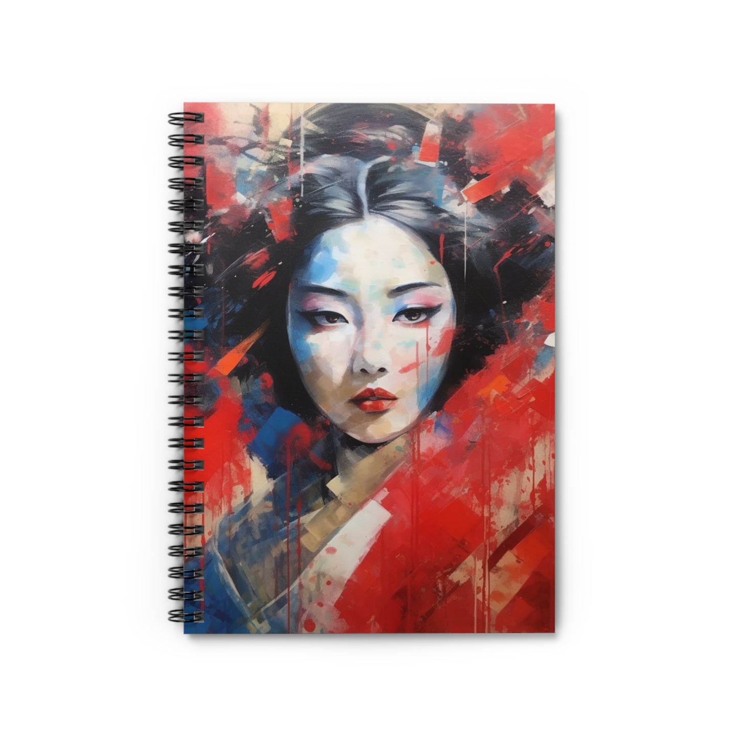 Spiral Notebook with Abstract Geisha Drawing