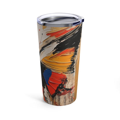 Abstract Bauhaus Design: Tumbler with Butterfly-Inspired Brush Strokes