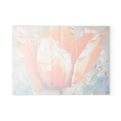 Glass Cutting Board with Vibrant Orange Tulip: Embrace the Beauty of Nature