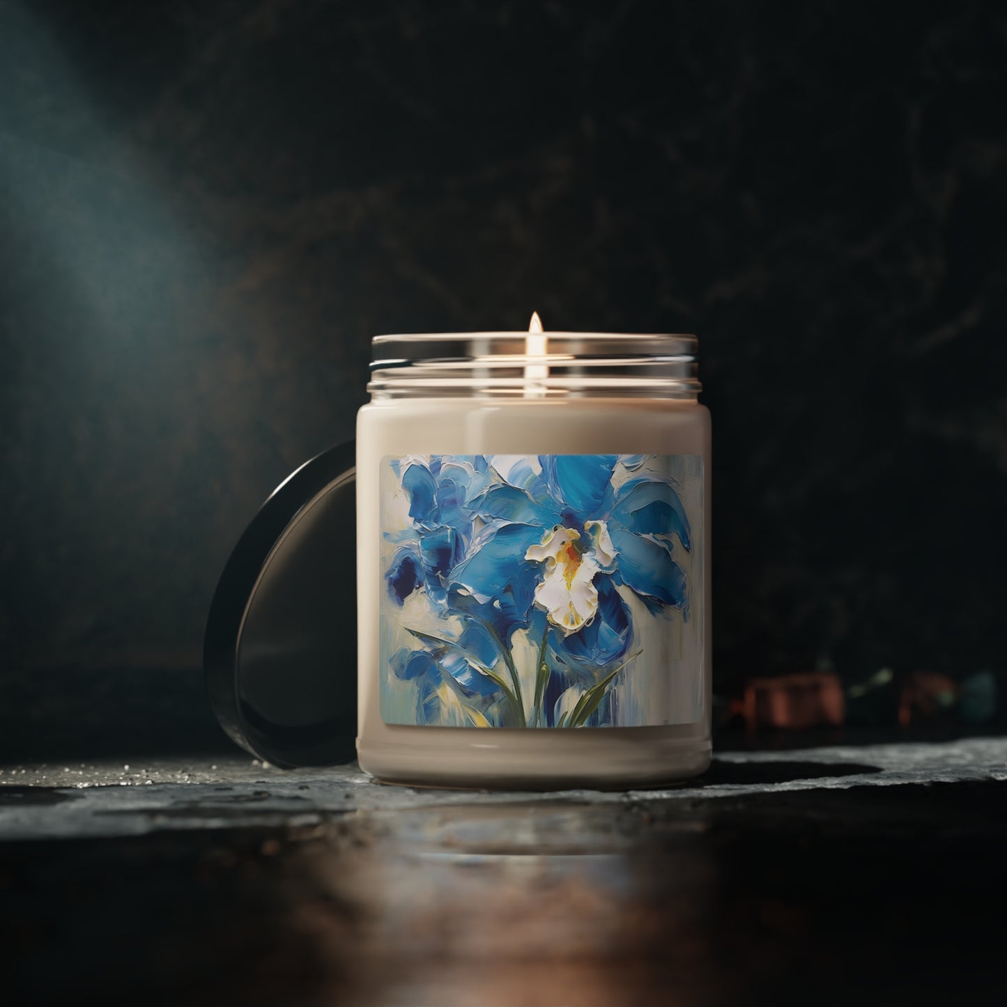 Embrace Artistic Expression with Blue Orchid Abstract Painting Scented Soy Candle