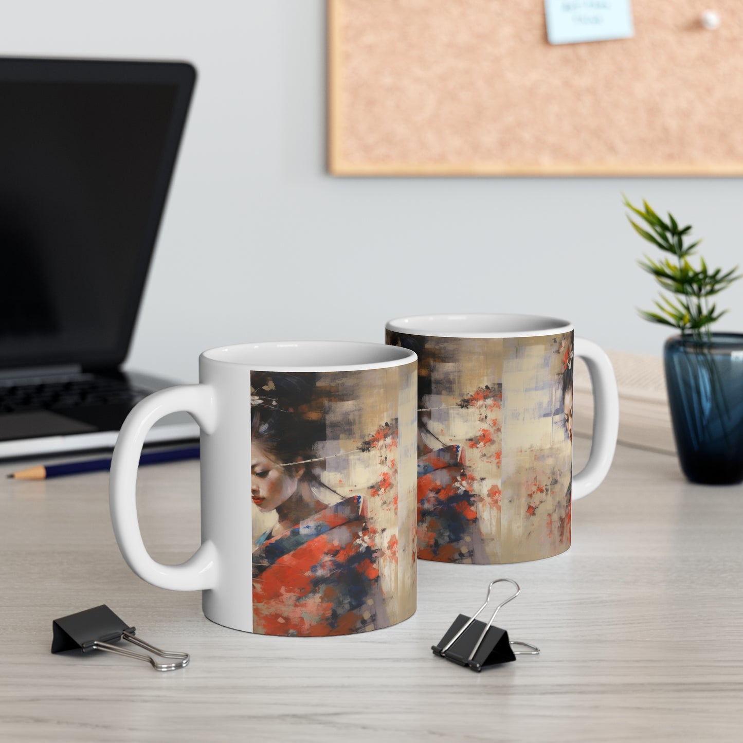 Unleash Your Creativity: Abstract Oil Painting Geisha Ceramic Mug