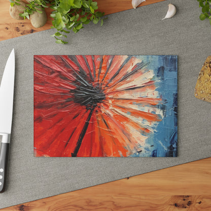 Umbrella Painting Glass Cutting Board: Channel Your Inner Artist with Abstract Oil Paint