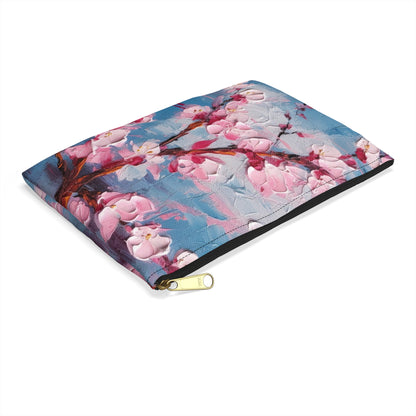 Accessory Pouch with Abstract Cherry Blossom Drawing: Embrace the Serenity