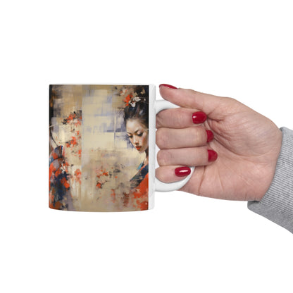 Unleash Your Creativity: Abstract Oil Painting Geisha Ceramic Mug