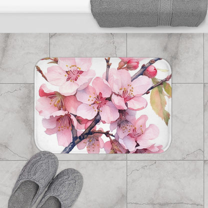 Whimsical Delight: Watercolor Cherry Blossom Tree Bathmat