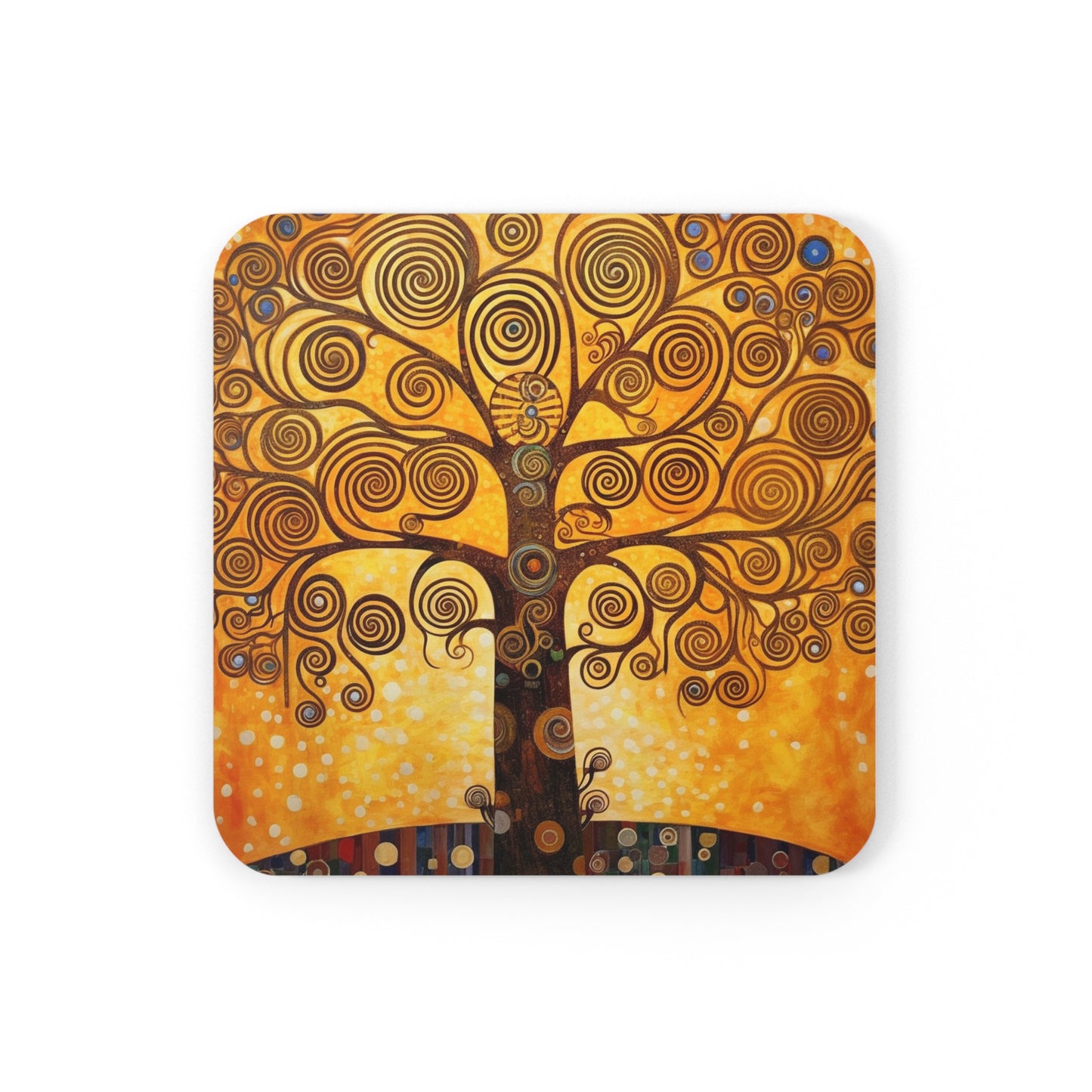 The Tree of Life Corkwood Coaster Set: A Modern Art Tribute to Gustav Klimt