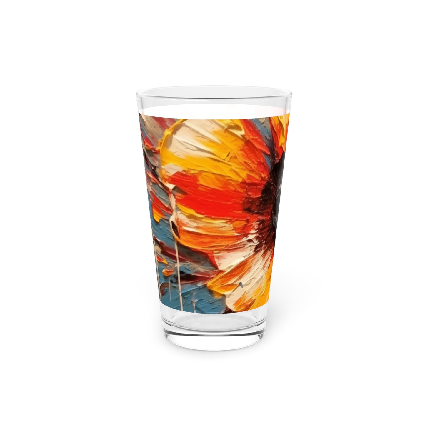 Poppy Symphony: Pint Glass with Abstract Floral Artwork