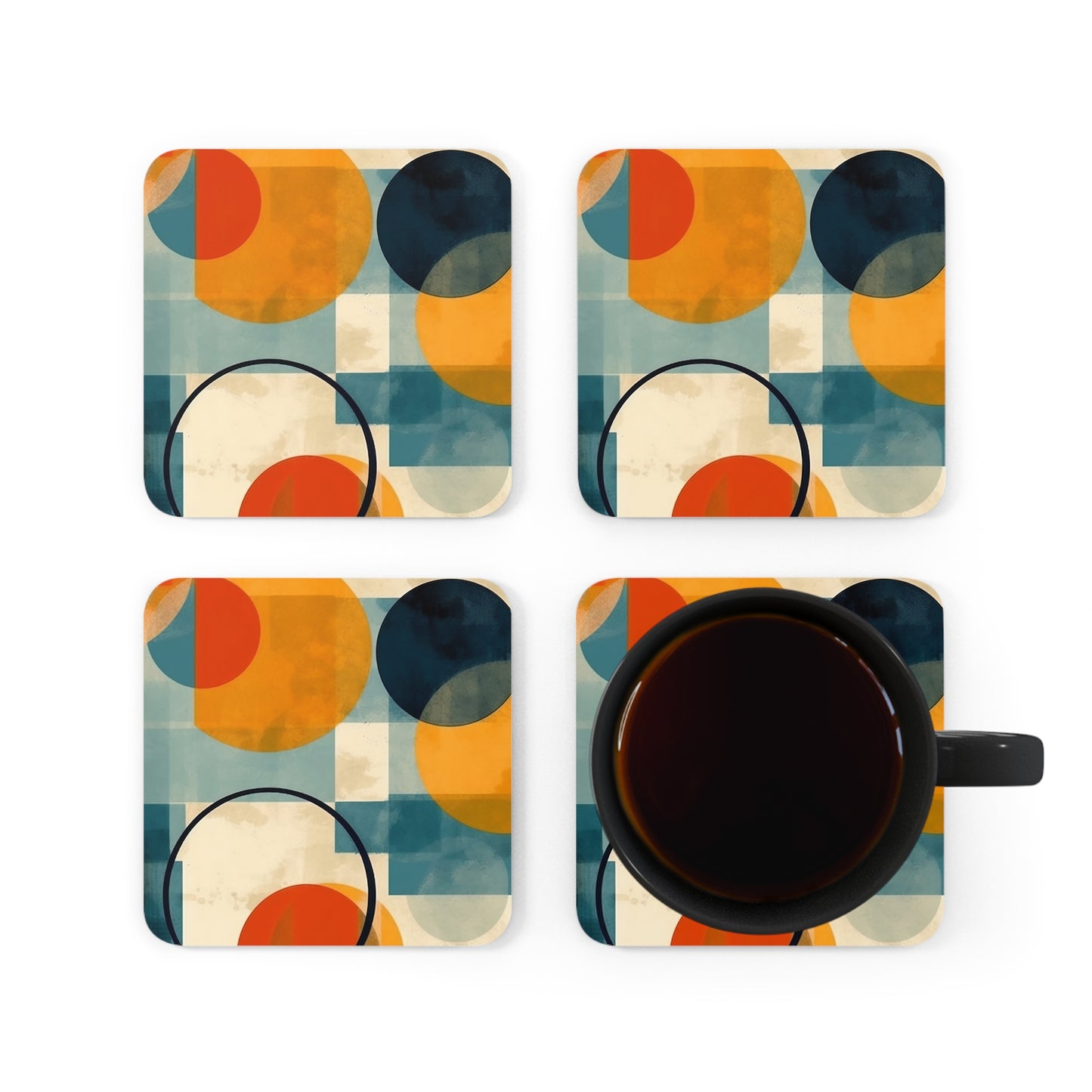 Geometric Gems: Corkwood Coaster Set Inspired by Abstract Geometric Art