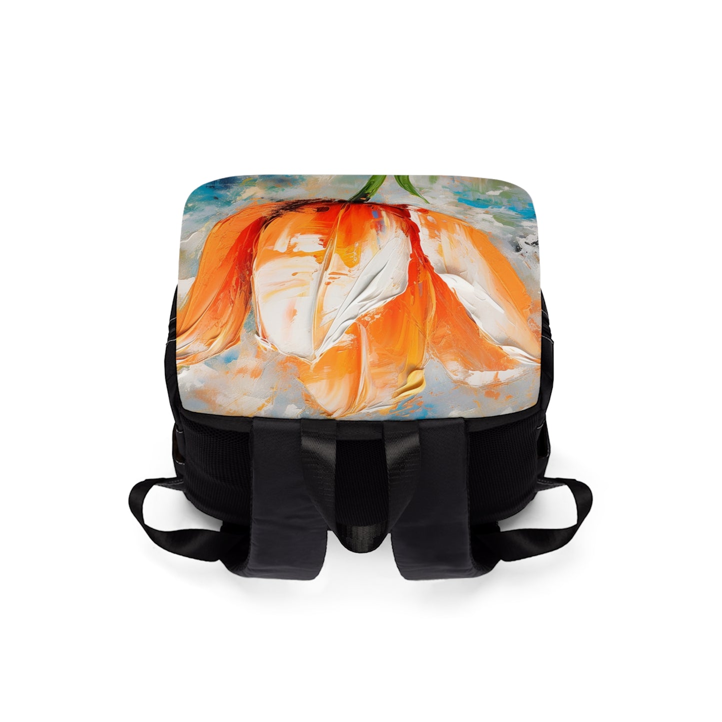 Unisex Casual Shoulder Backpack with Vibrant Orange Tulip: Embrace the Beauty of Nature