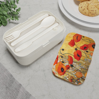 Bento Box Adorned with Gustav Klimt's Poppies