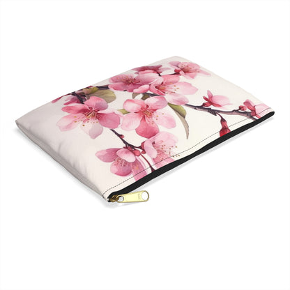 Artistic Flourish: Floral Watercolor Cherry Blossom Accessory Pouch