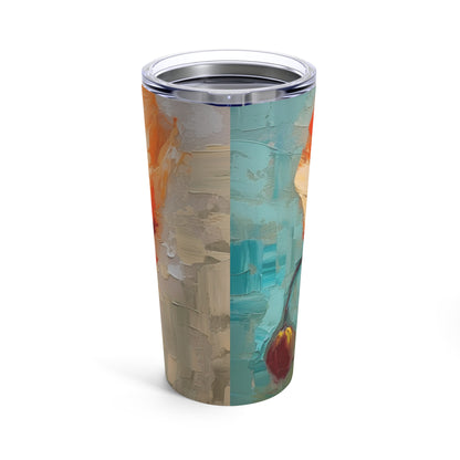 Tumbler with Red Poppy Drawing