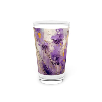 Expressive Lavender Drawing on Pint Glass: A Symphony of Colors and Petals