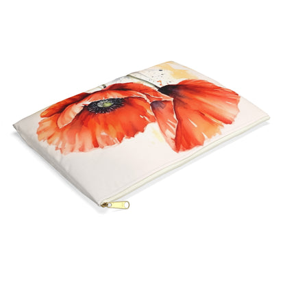 Whimsical Poppy Flower Watercolor Accessory Pouch: An Artistic Delight