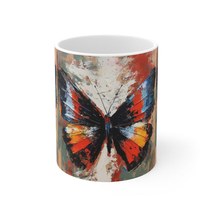 Ceramic Mug with Bauhaus Butterfly Drawing: A Harmonious Blend of Art and Functionality