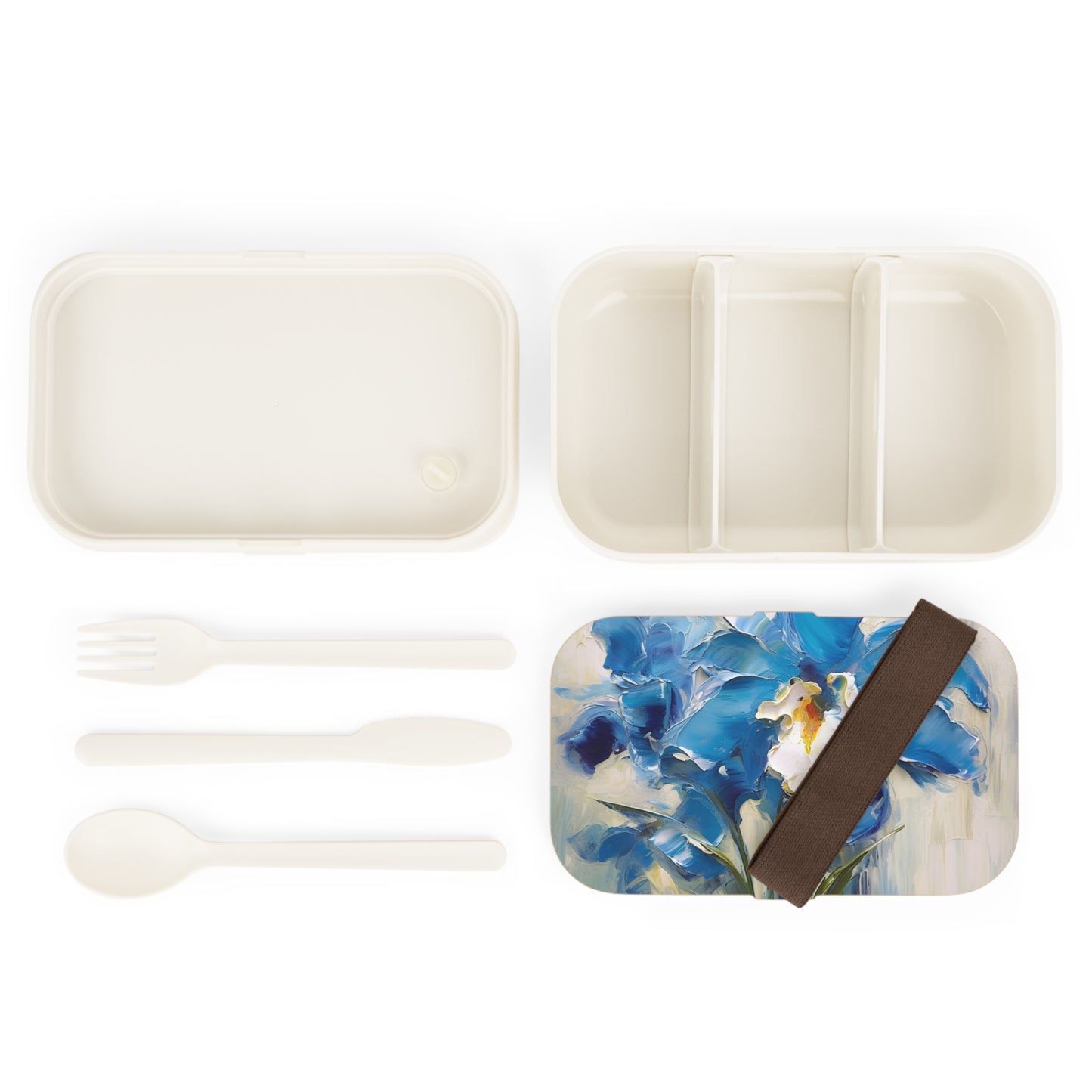 Blue Orchid Abstract Painting Bento Box: A Floral Fusion of Art and Elegance