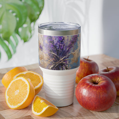 Floral Delight: Ringneck Tumbler with Vibrant Lavender Artistry