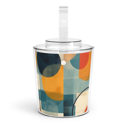 Geometric Gems: Ice Bucket with Tongs Inspired by Abstract Geometric Art