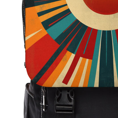 Minimalist Sunshine: Midcentury Modern Sun Unisex Casual Shoulder Backpack