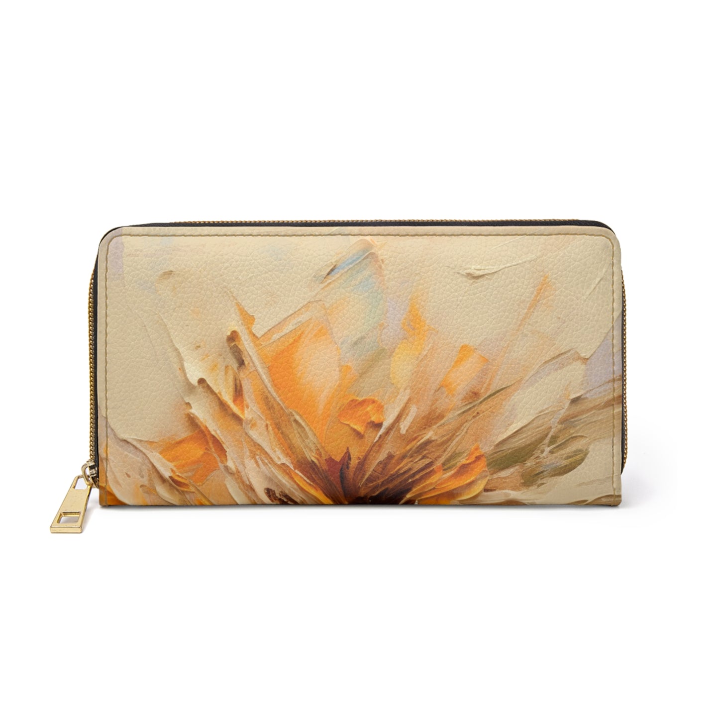 A Brush of Nature's Elegance: Zipper Wallet for Artistic Flower Lovers