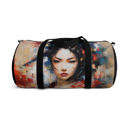 Abstract Geisha Art Duffel Bag: Captivating Brushstrokes in a Japanese Aesthetic