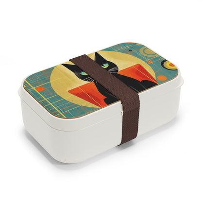 Abstract Cat Expressions: Modern Art-Inspired Midcentury Modern Bento Box with Timeless Atomic Age Design