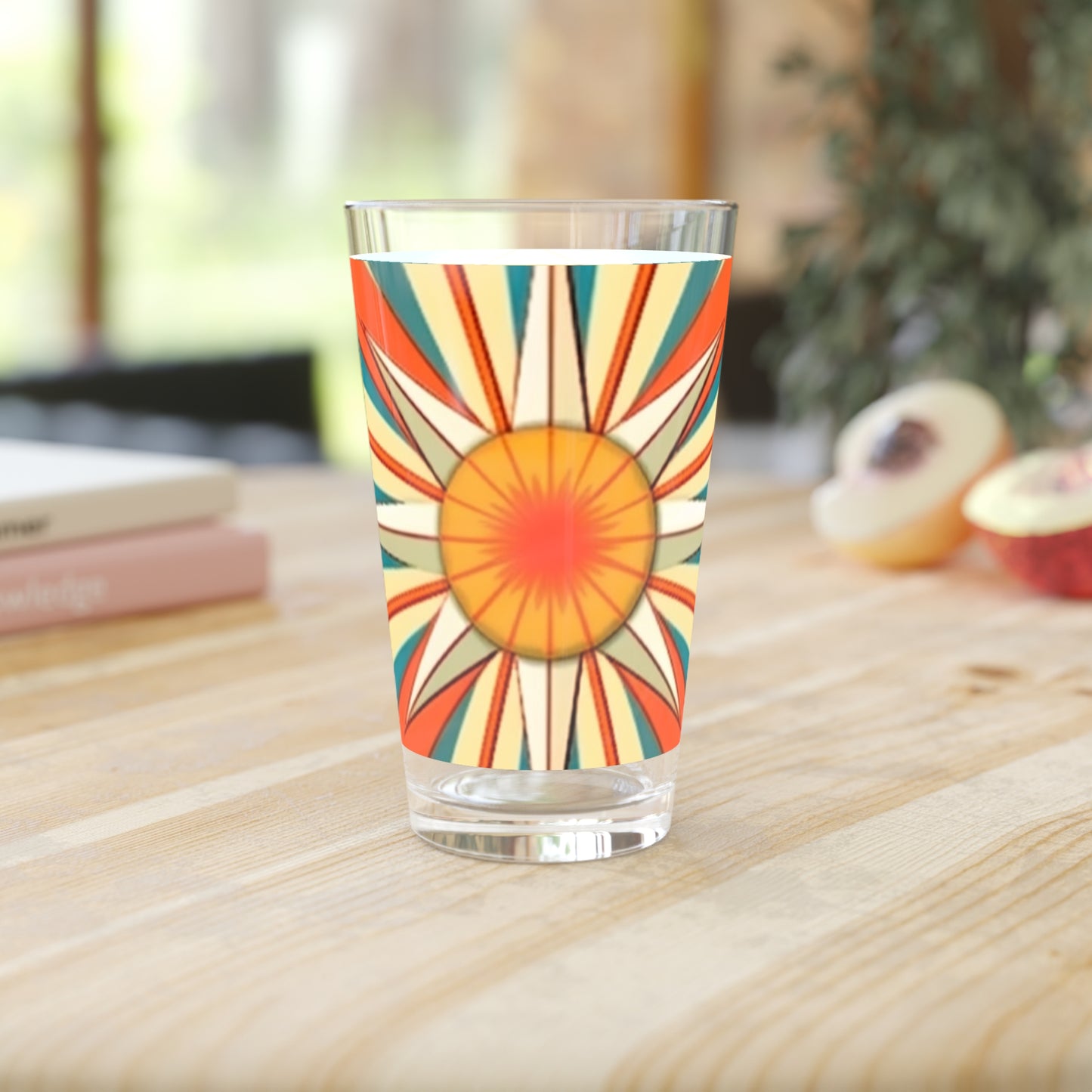 Abstract Art in Starburst Candy Colored Atomic Age Pint Glass