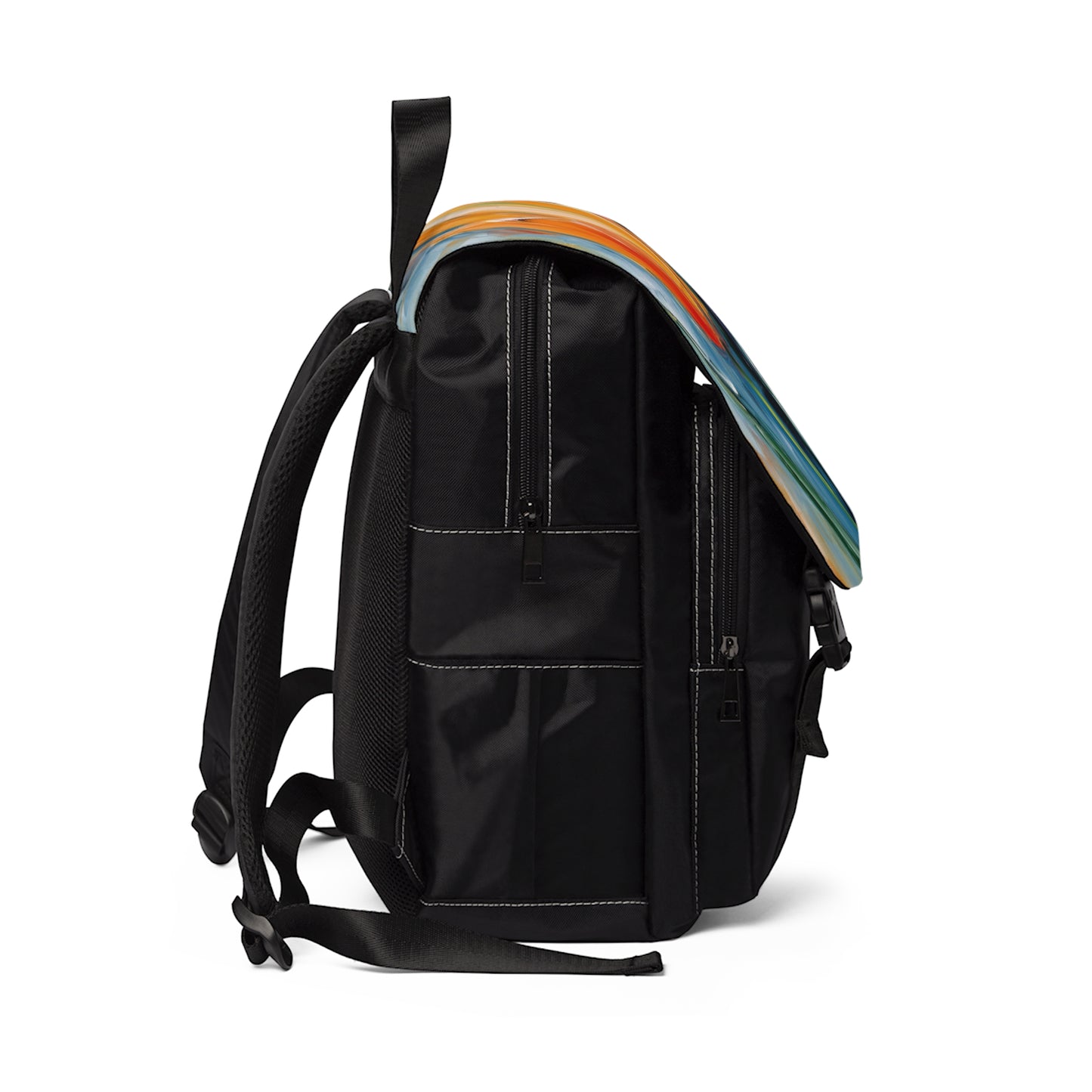 Orange Tulip Magic on Unisex Casual Shoulder Backpack: A Blossoming Artistic Delight