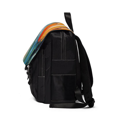 Orange Tulip Magic on Unisex Casual Shoulder Backpack: A Blossoming Artistic Delight