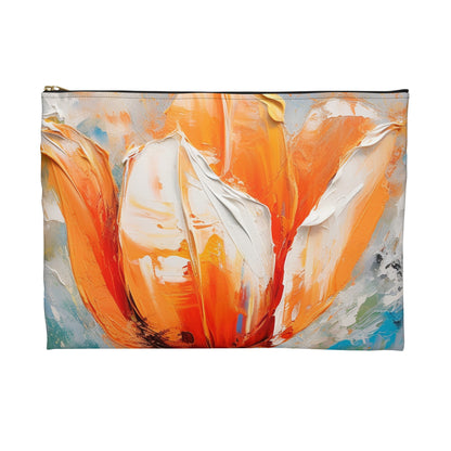 Accessory Pouch with Vibrant Orange Tulip: Embrace the Beauty of Nature