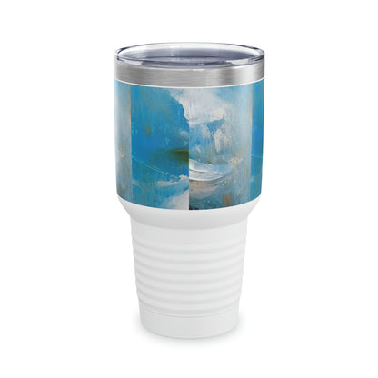 Abstract Jasmine: Ringneck Tumbler with Floral Oil Painting