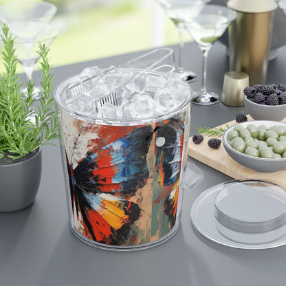 Ice Bucket with Tongs with Bauhaus-Inspired Butterfly Drawing: A Harmonious Blend of Art and Functionality