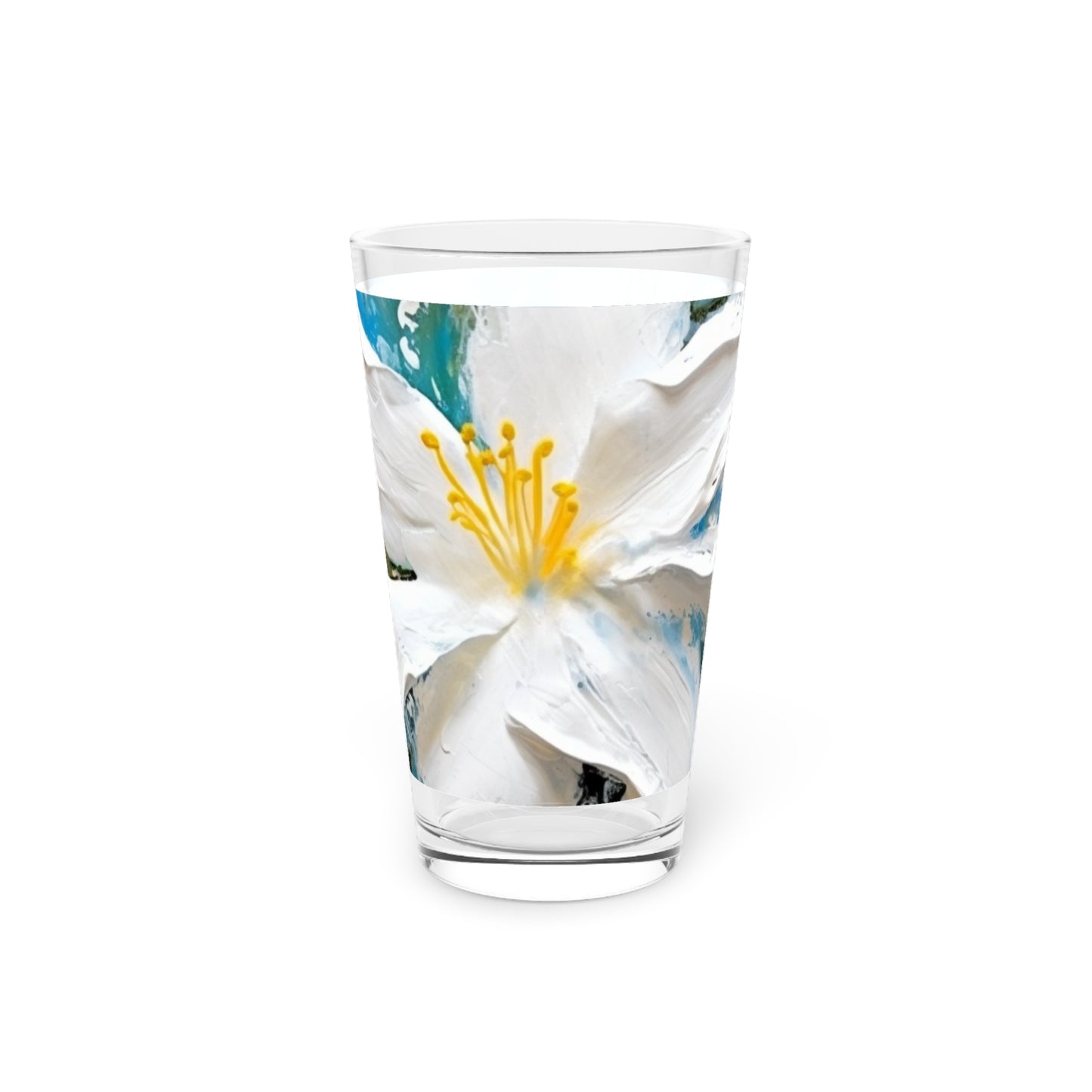 Ethereal Elegance: Pint Glass featuring an Abstract Oil Painting of Jasmine