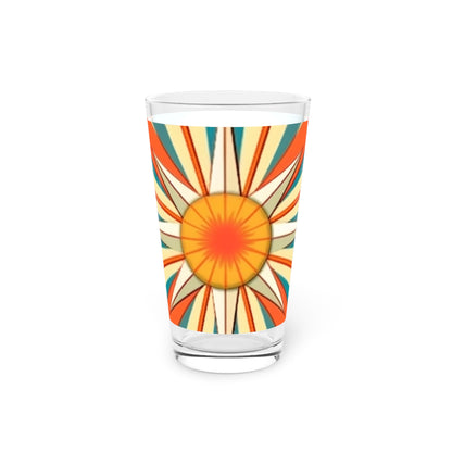 Abstract Art in Starburst Candy Colored Atomic Age Pint Glass