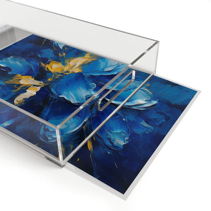 Abstract Wallpaper Acrylic Serving Tray: Immersive Floral Beauty with Blue Orchid Motif